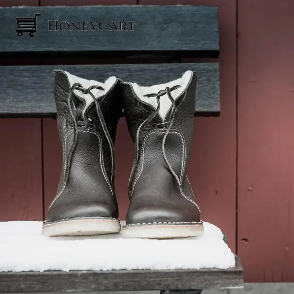 Vintage Buttery Soft Waterproof Wool Lined Boots Shoes