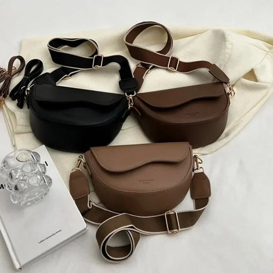 Vintage Leather Saddle Bag – Crossbody Underarm Handbag for Stylish Women