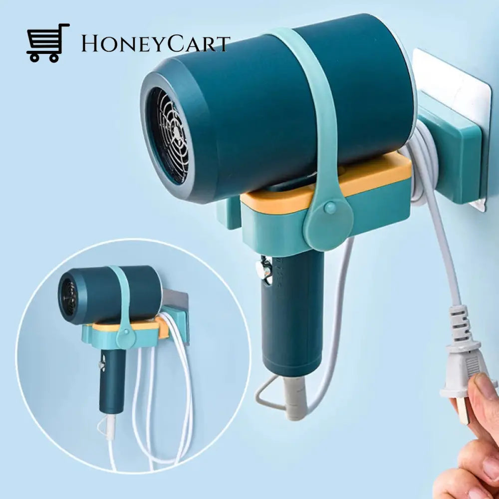 Wall Mounted Hair Dryer Holder Household Self-Adhesive Winding Storage Rack Bathroom Shelf Accessory