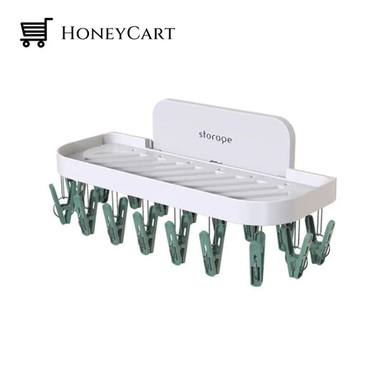 Wall-Mounted Hooks Bathroom Drying Rack Green Accessories