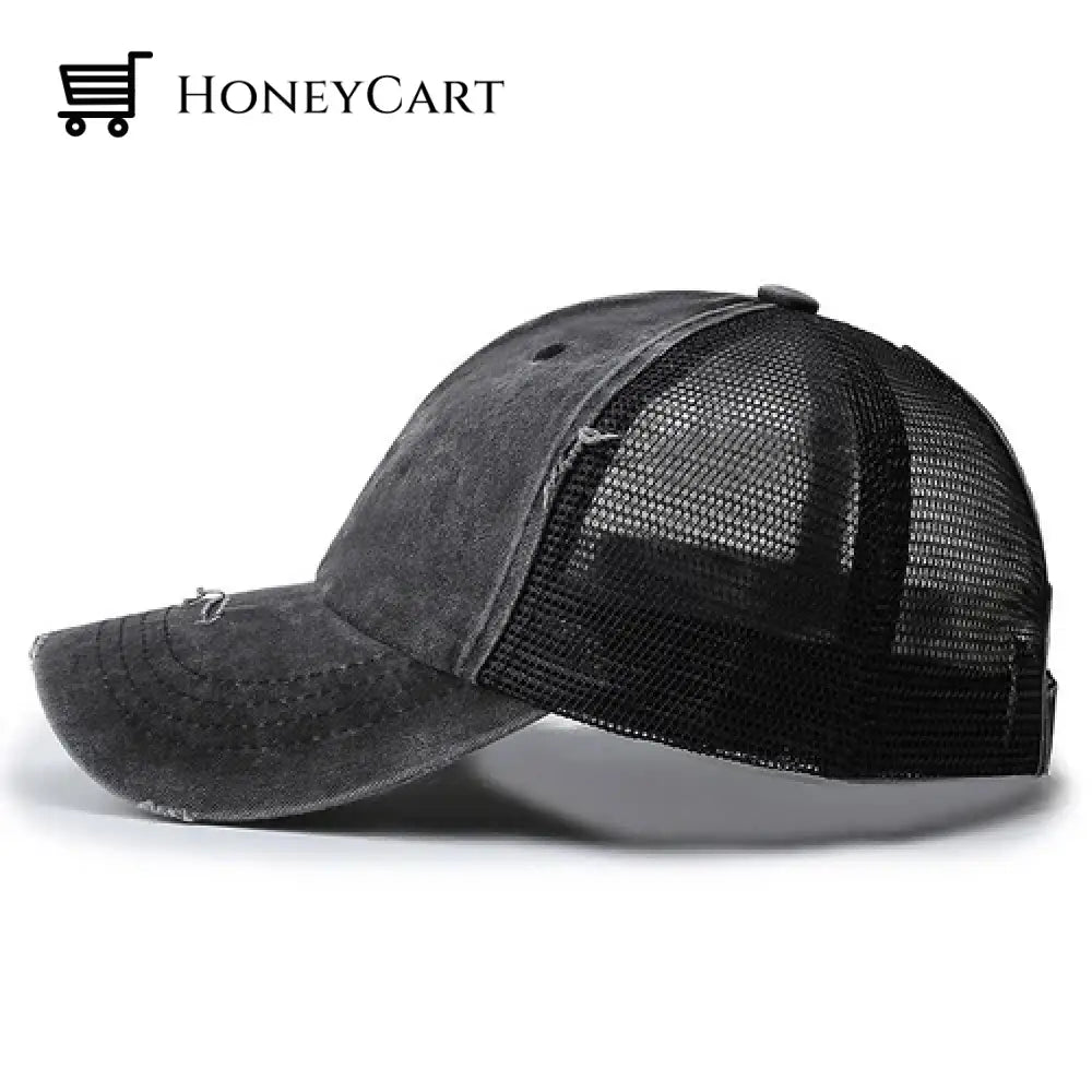 Washed Dad Hat With Ponytail Hole Tool