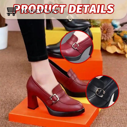 Waterproof Leather High Heels Beauty& Health