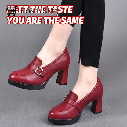 Waterproof Leather High Heels Beauty& Health