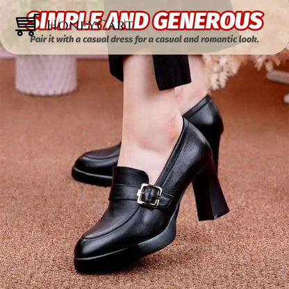 Waterproof Leather High Heels Beauty& Health