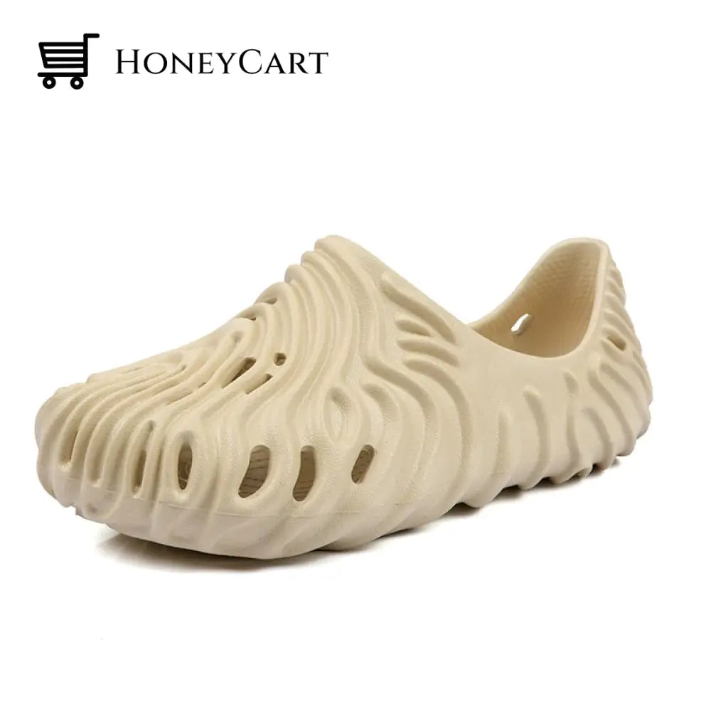 Wavy Comfy Breathable Beach Slippers Khaki / 35 Shoes