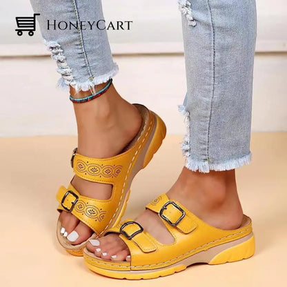Wedge Heel Casual Sandals Yellow / Us6.5-7