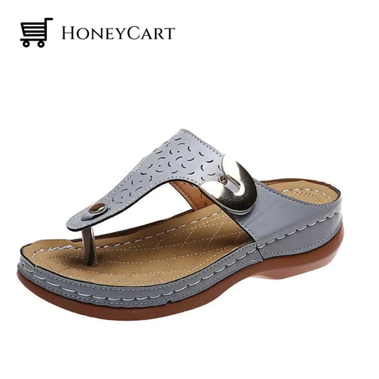 Wedge Heel Flip Flops Grey / 35