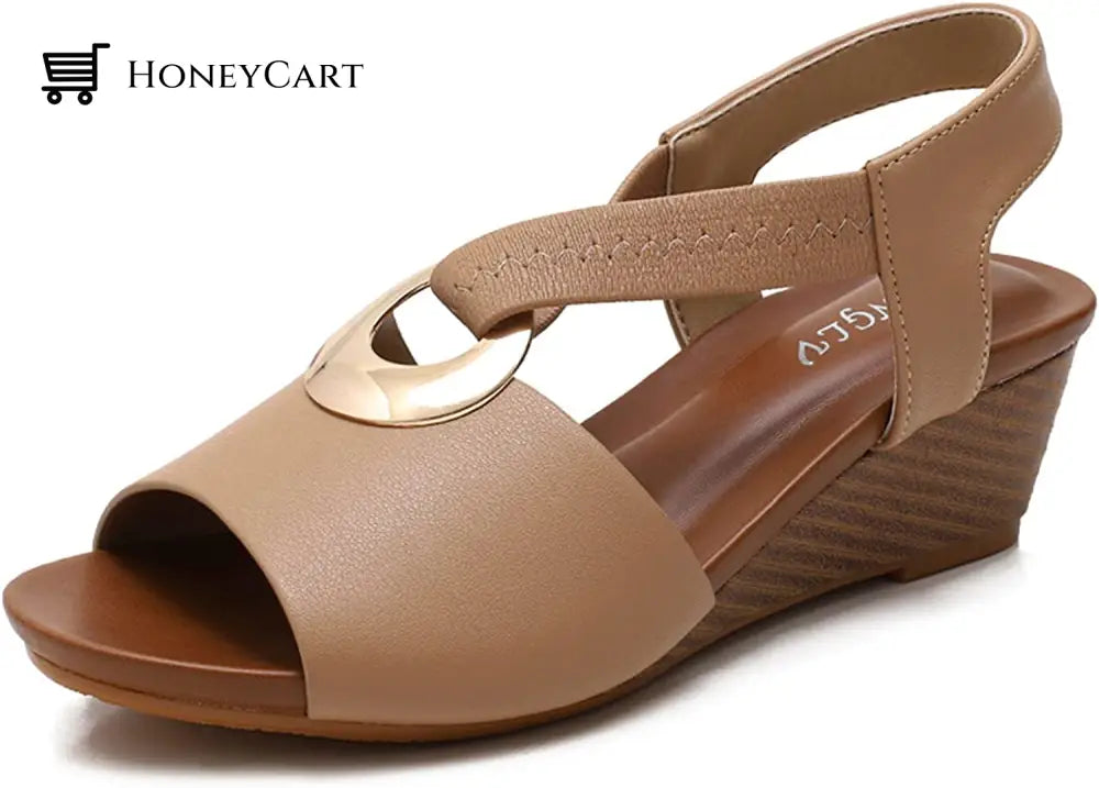 Wedge Sandals For Women Closed Toe 36 / Brown Ltt-Shoes