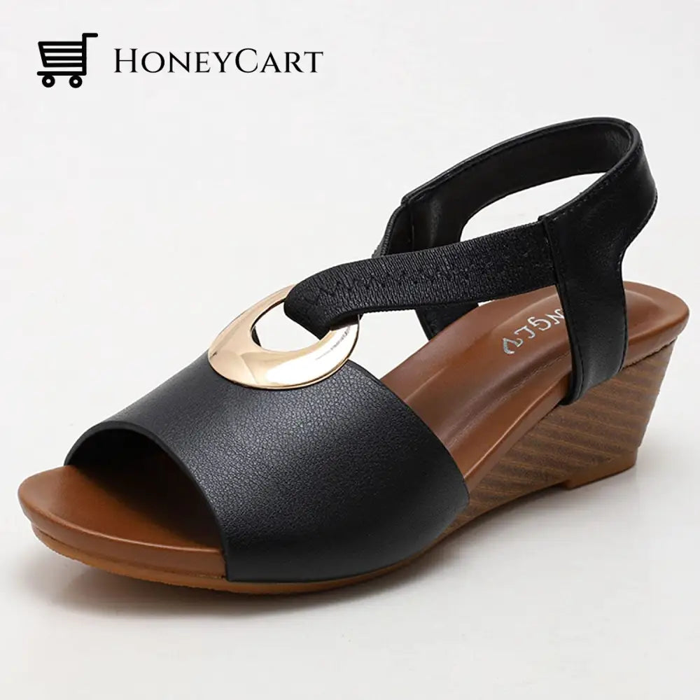 Wedge Sandals For Women Closed Toe 39 / Black Ltt-Shoes