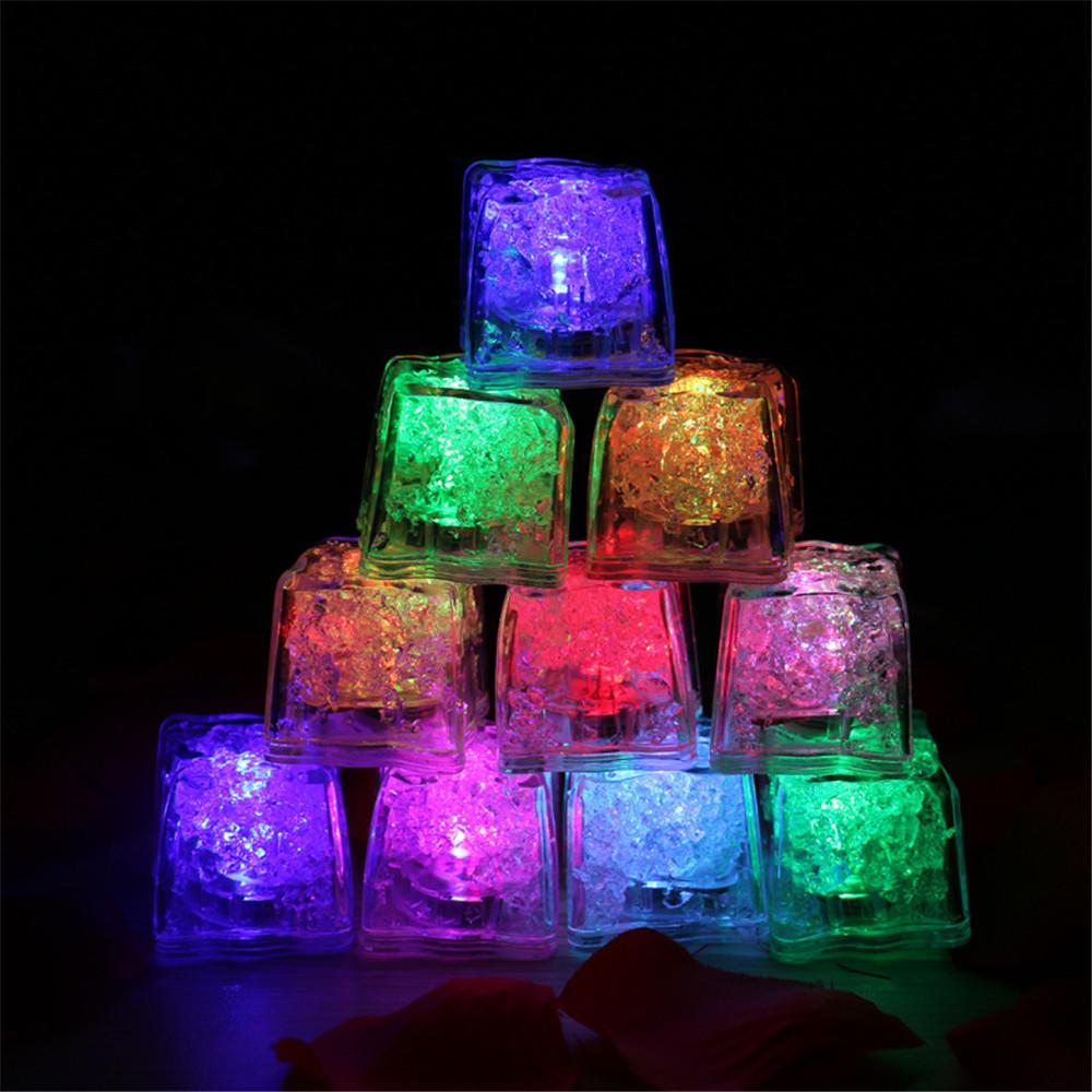 12 Pack | Multicolor Light Up LED Submersible Ice Cubes, Waterproof with Adjustable Light Modes