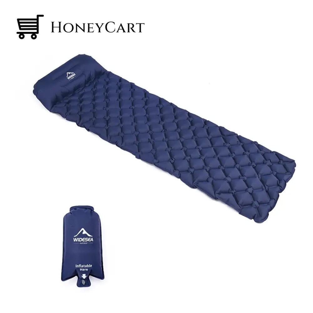 Widesea Inflatable Air Camping Sleeping Pad Navy Blue With Bag Pads