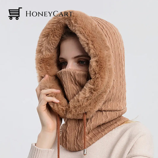 Windproof Knitted Hat For Winter Khaki