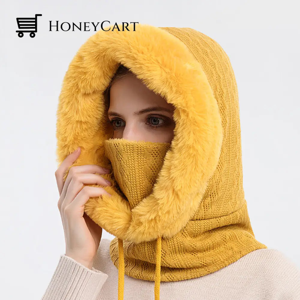 Windproof Knitted Hat For Winter Yellow