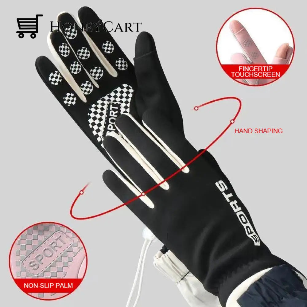 Winter Cycling Warm Velvet Thickened Gloves Sports & Outdoors