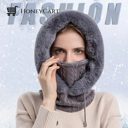Winter Knit Set Unisex Warm Wind-Proof Cap Gray
