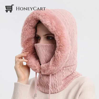 Winter Knit Set Unisex Warm Wind Proof Cap Pink Tool