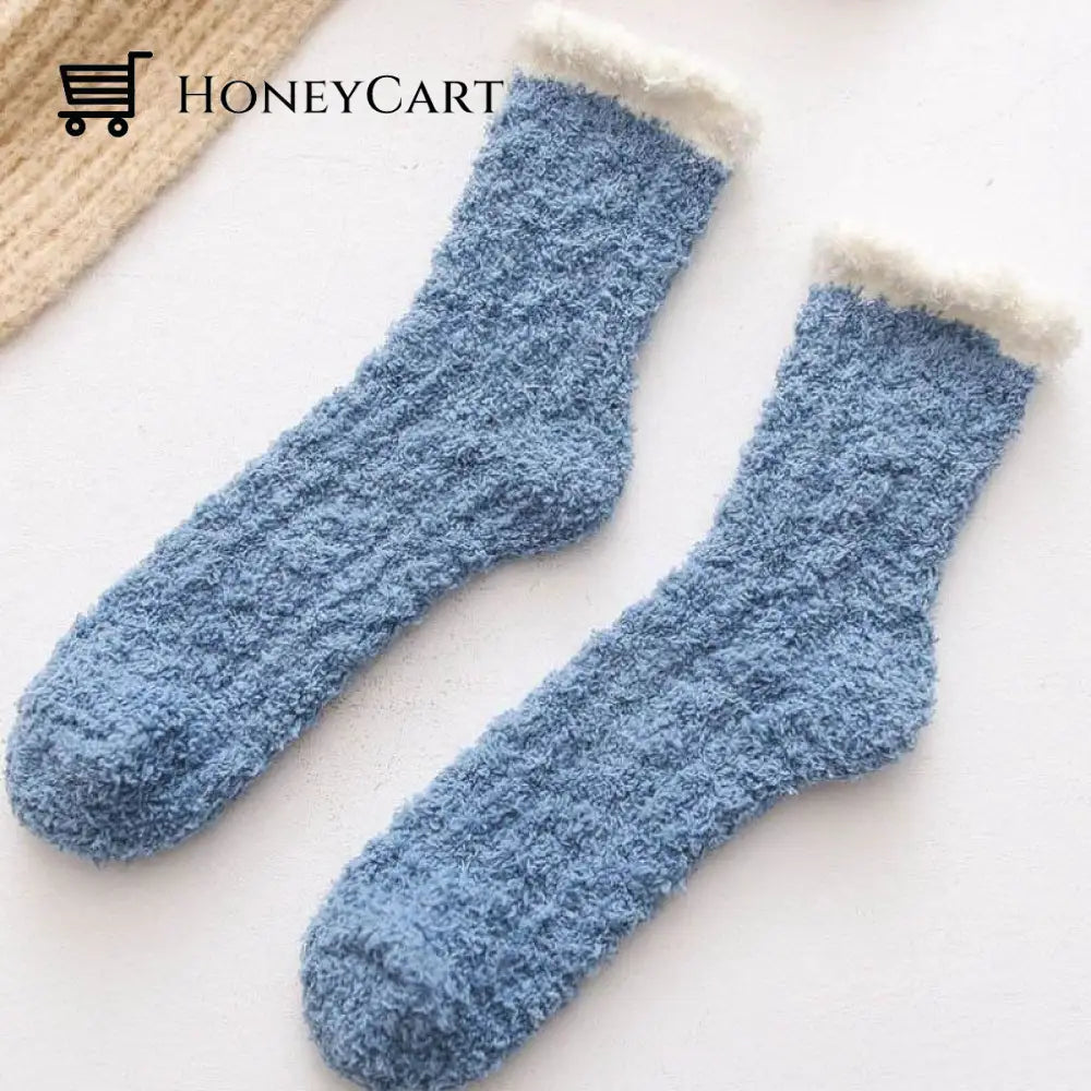 Winter Warm Soft Socks 1 Pair / Blue