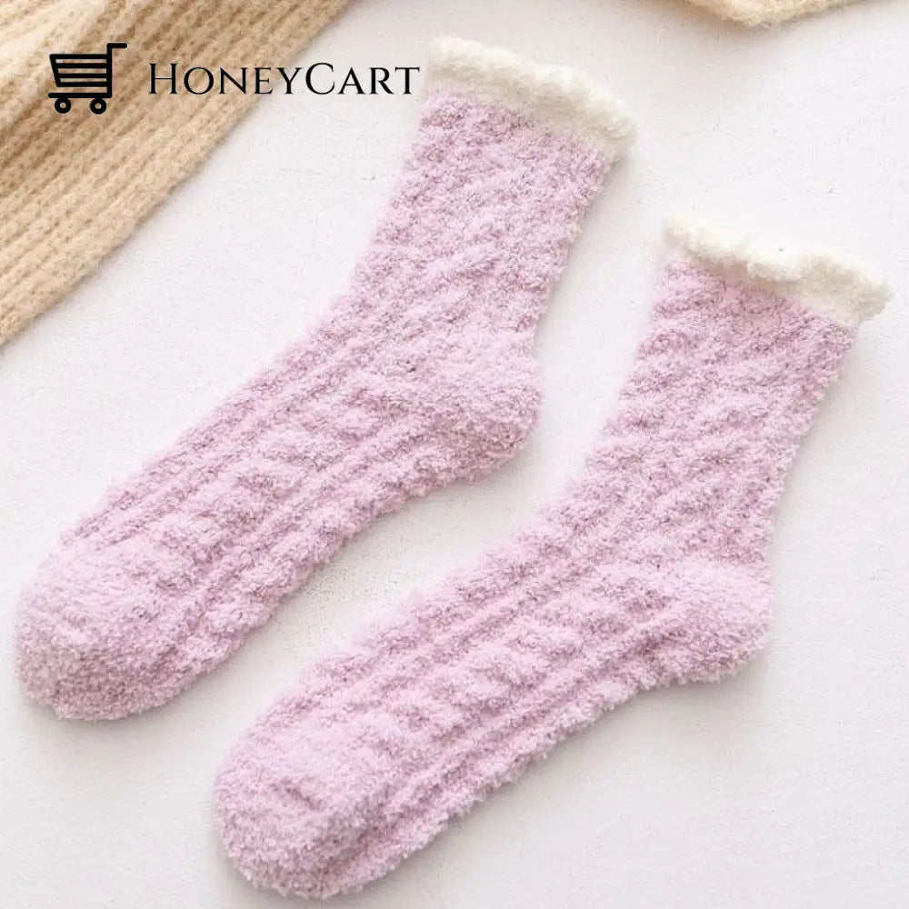 Winter Warm Soft Socks 1 Pair / Purple