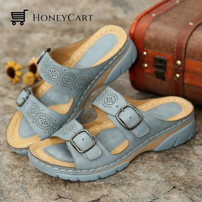 Woman Open Toe Orthopedic Comfy Sandals 4 Colors 2023 Design Light Blue / Us 6 Shoes &