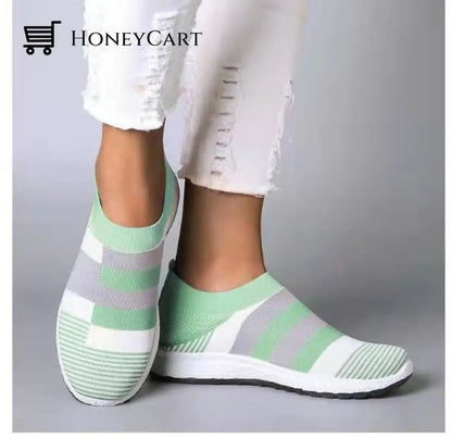 Women Breathable Platform Flats Comfortable Slip On Shoes Green / 5 Slip-On Shoes
