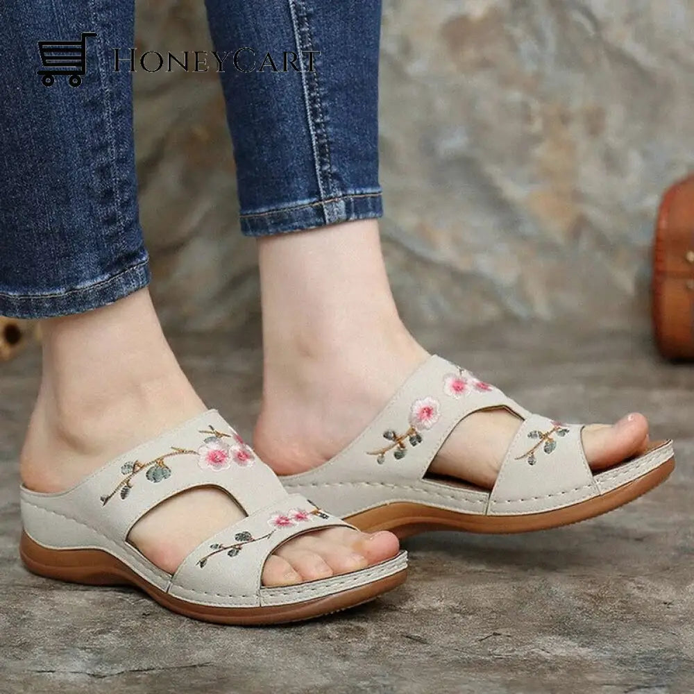 Women Casual Wedge Comfortable Flower Sandals