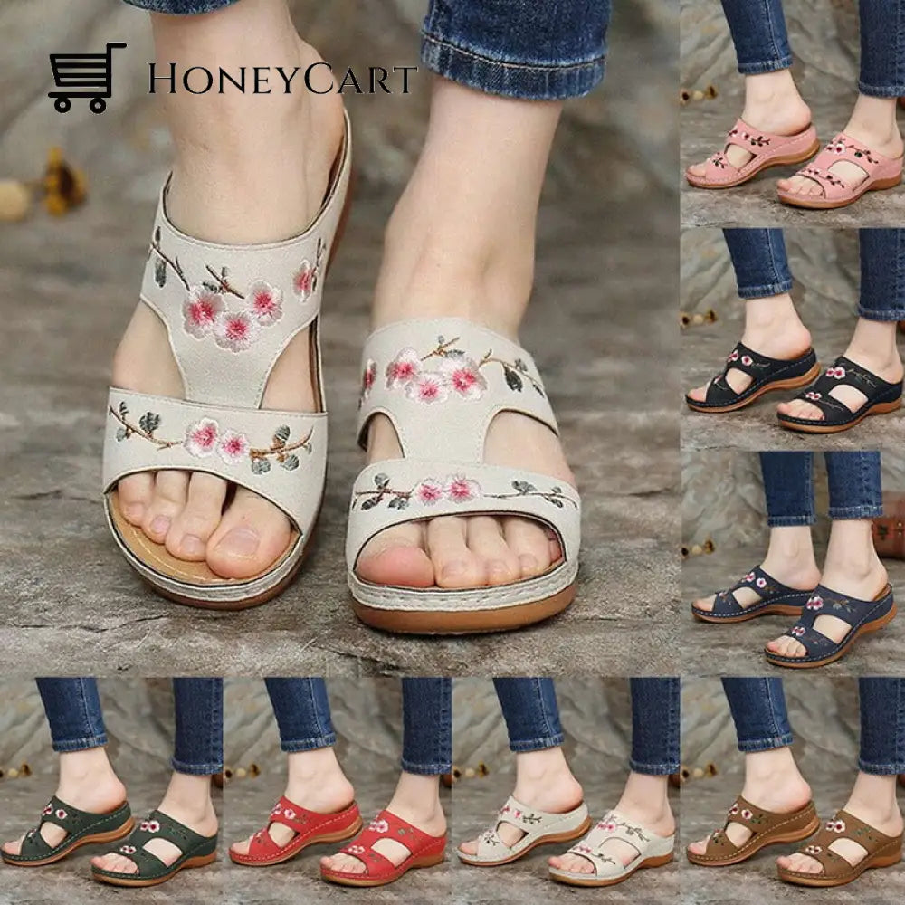 Women Casual Wedge Comfortable Flower Sandals