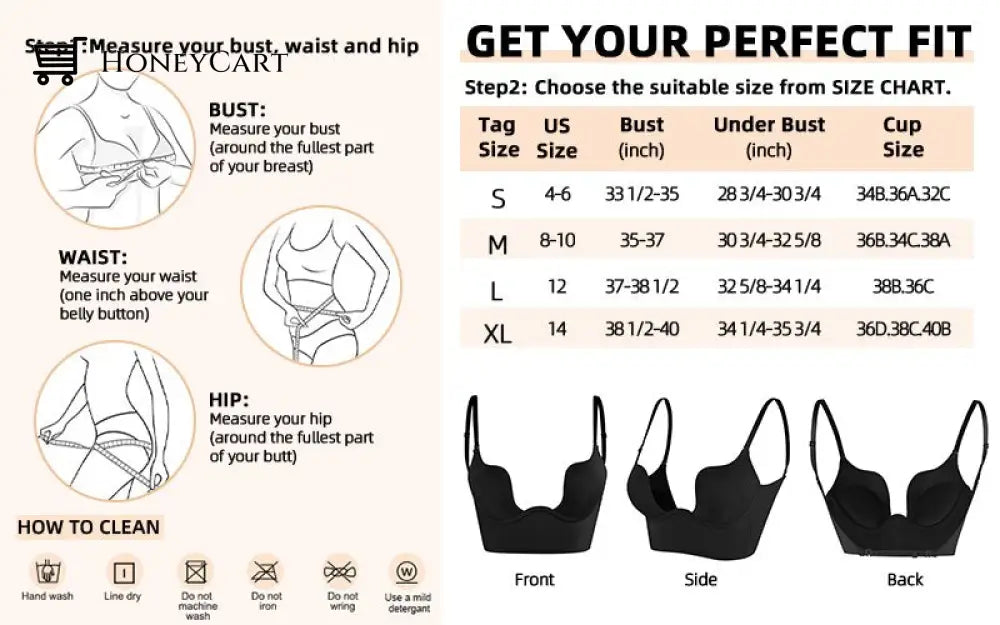 Women Deep U Neck Secret Plunge Bra