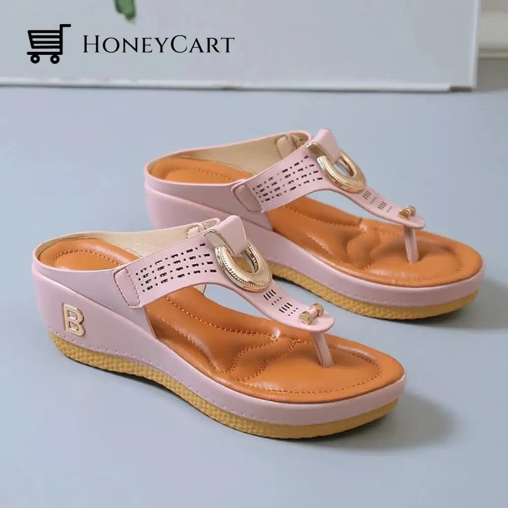 Women Flip Flops Wedges 2.5 / Pink