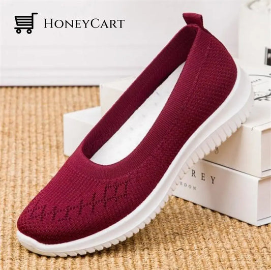 Women Knitted Breathable Casual Mesh Stretch Shoes Red / 6 Orthopedic Bunion Sandals