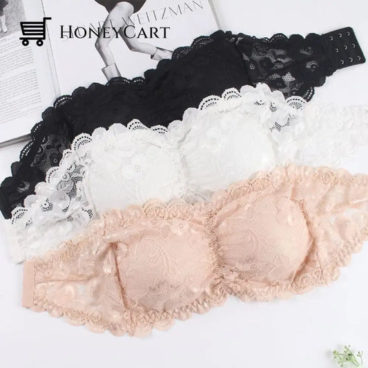 Women Lace Tube Bra Black / M