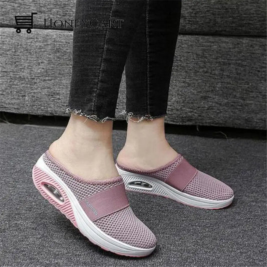 Women Mesh Breathable Wedges Mules Sandals Woman