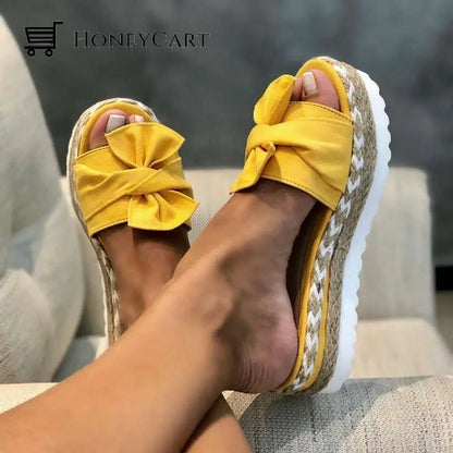 Women Open Toe Sandals Casual Style With Bowknot Ornament
