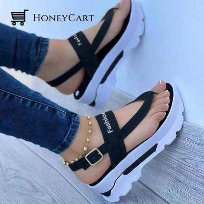 Women Pu Leather Breathable Lightweight Sandals Black / Us10.5