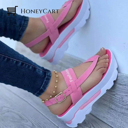 Women Pu Leather Breathable Lightweight Sandals Pink / Us56