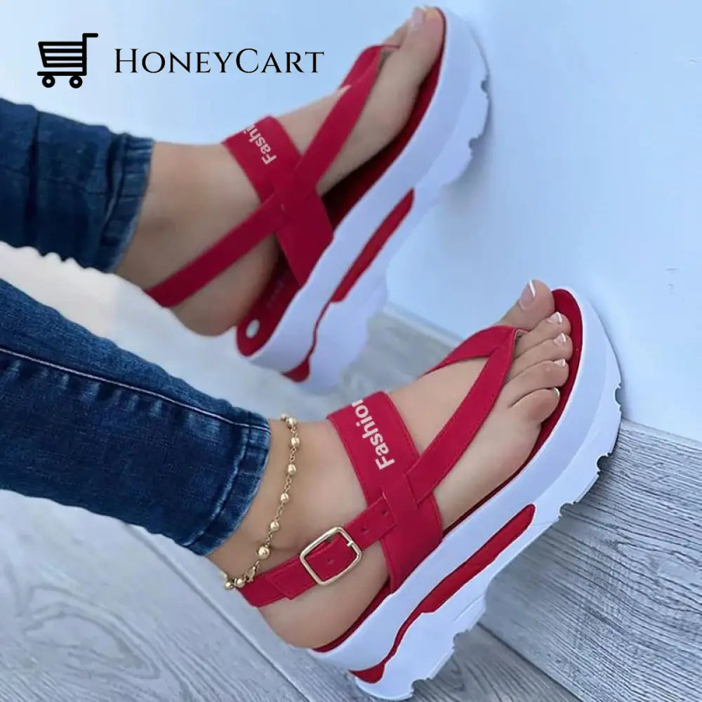 Women Pu Leather Breathable Lightweight Sandals Red / Us10.5