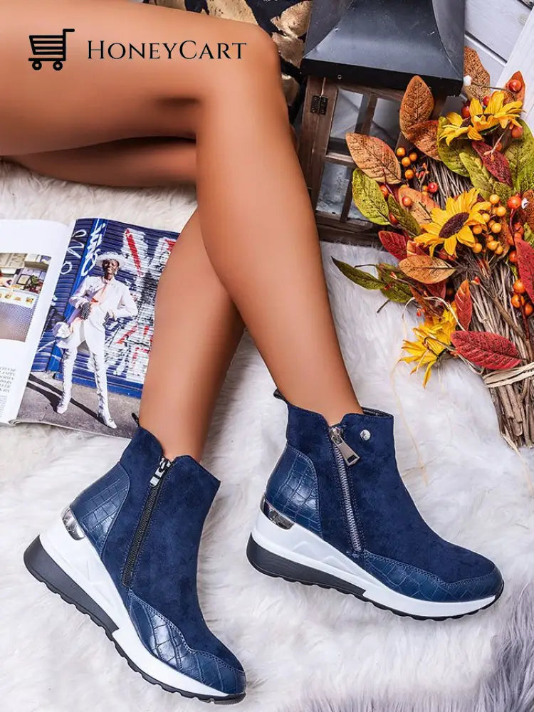 Women Sneakers Autumn High Top Vulcanize Platform Wedges Shoes Zipper Orthopedic & Sandals