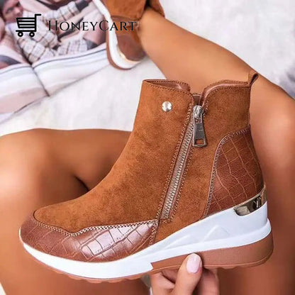 Women Sneakers Autumn High Top Vulcanize Platform Wedges Shoes Zipper Orthopedic & Sandals