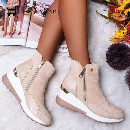 Women Sneakers Autumn High Top Vulcanize Platform Wedges Shoes Zipper Orthopedic & Sandals