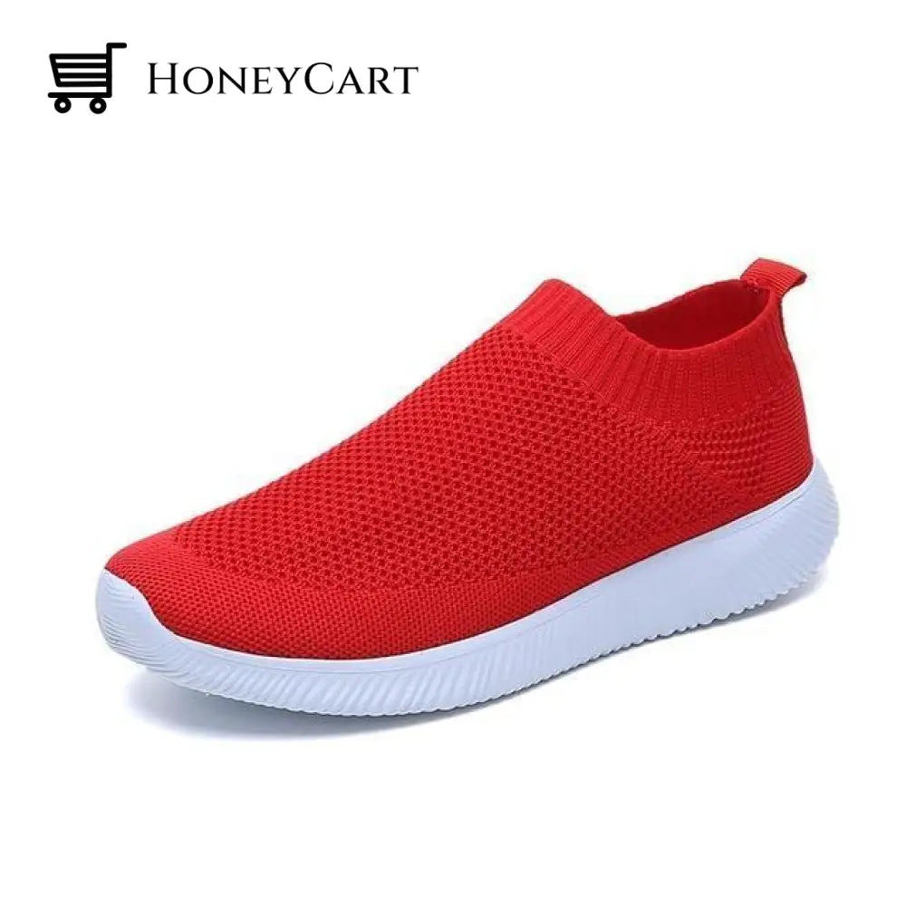 Women Soft Walking Shoes Red / 4.5 Womens Flats