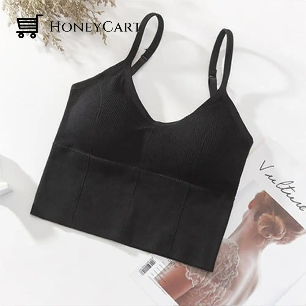 Women Sports Bra Basic Crop Top Black Bra