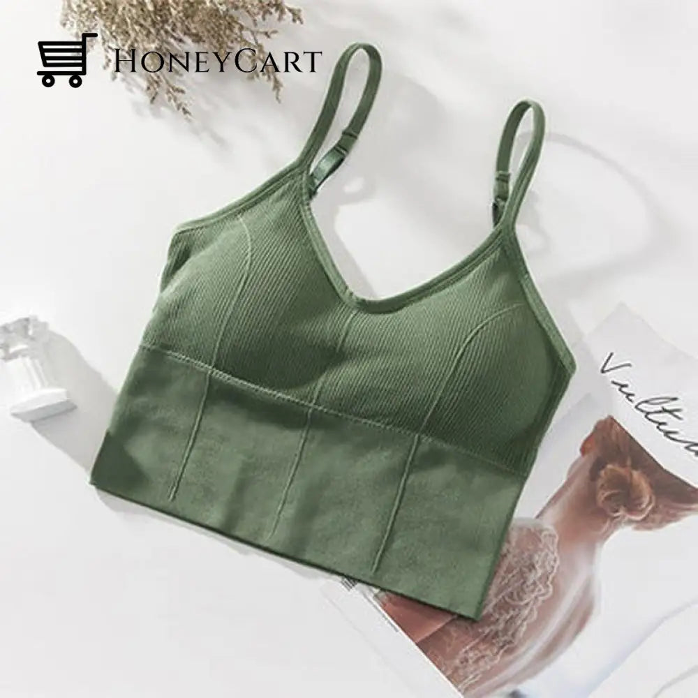 Women Sports Bra Basic Crop Top Green Bra