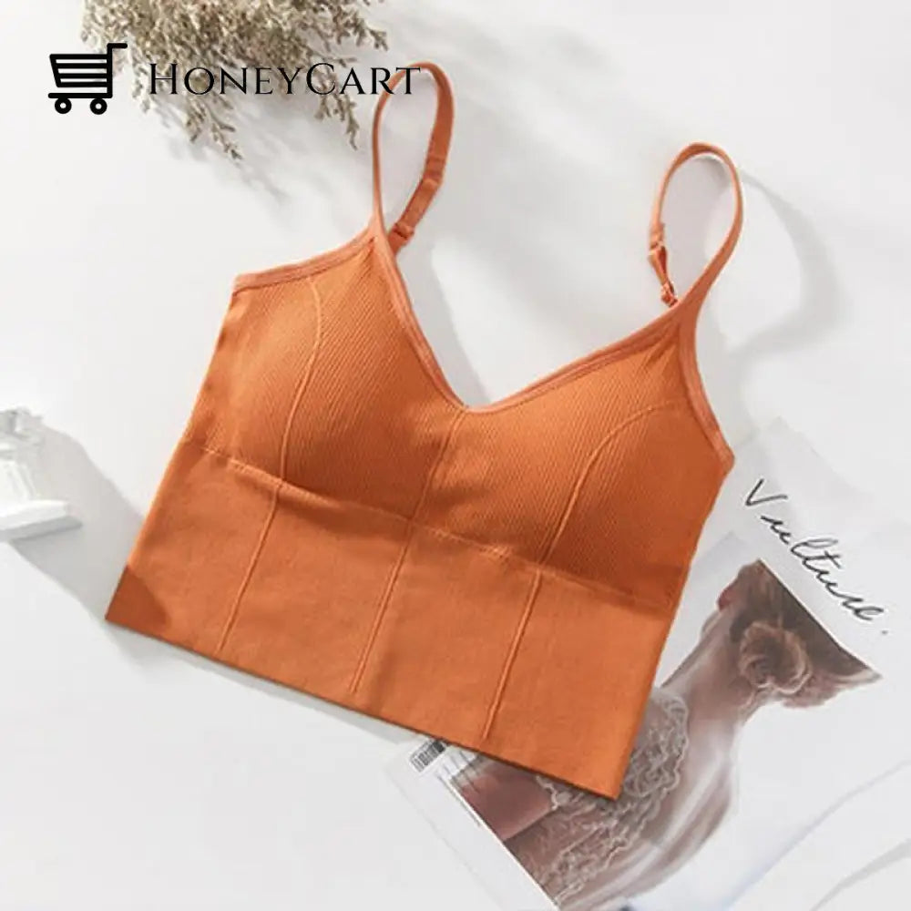 Women Sports Bra Basic Crop Top Orange Bra