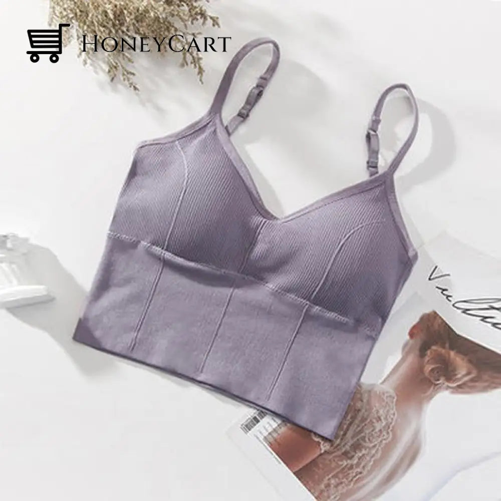 Women Sports Bra Basic Crop Top Purple Bra