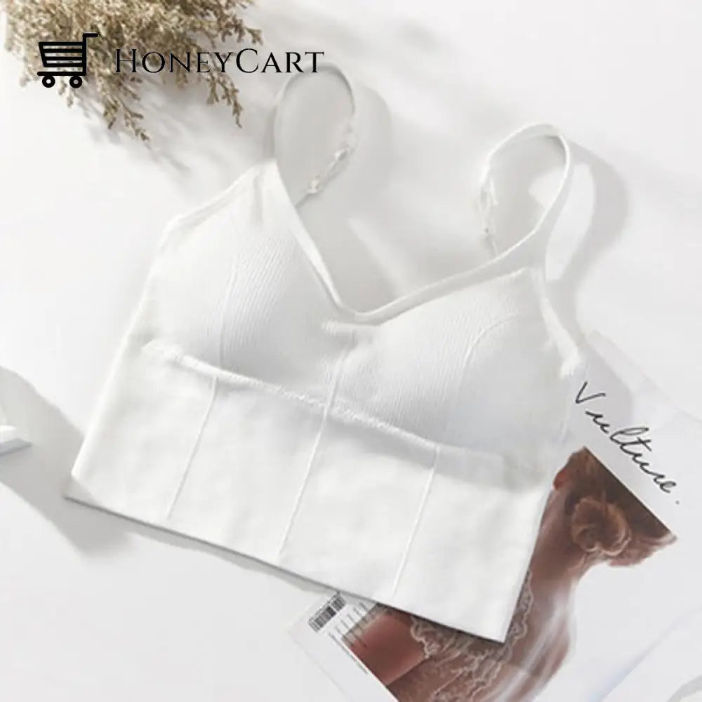 Women Sports Bra Basic Crop Top White Bra