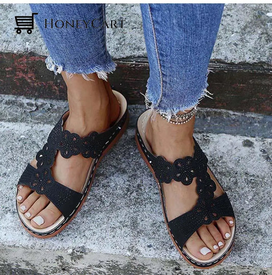 Women Stylish Soft Open Toe Floral Strap Sandals Orthopedic Bunion Sandals