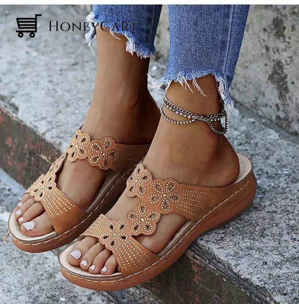 Women Stylish Soft Open Toe Floral Strap Sandals Orthopedic Bunion Sandals