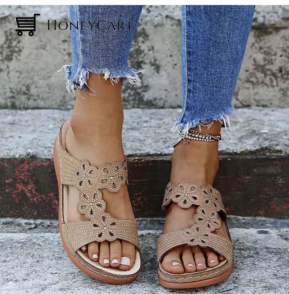 Women Stylish Soft Open Toe Floral Strap Sandals Orthopedic Bunion Sandals