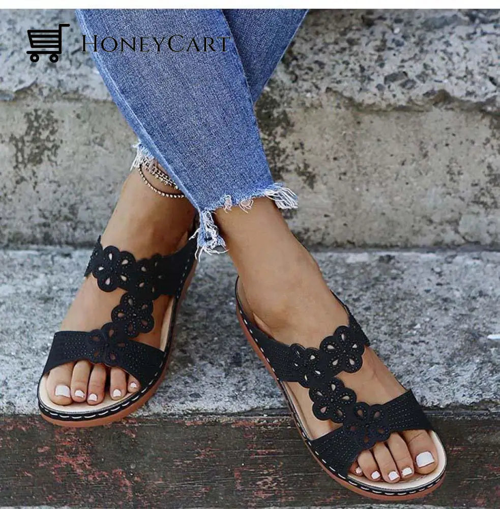 Women Stylish Soft Open Toe Floral Strap Sandals Orthopedic Bunion Sandals