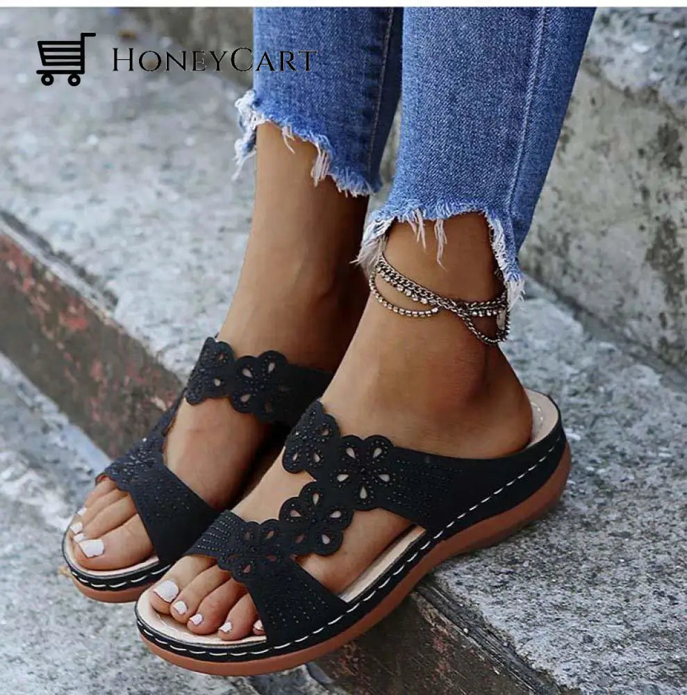 Women Stylish Soft Open Toe Floral Strap Sandals Orthopedic Bunion Sandals