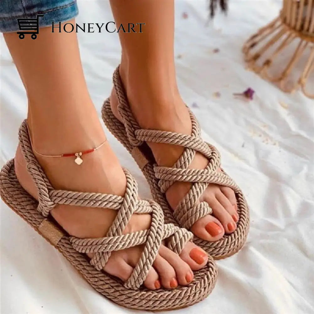 Women Summer Cross Tied Bohemian Ethnic Sandals Boho Sandals